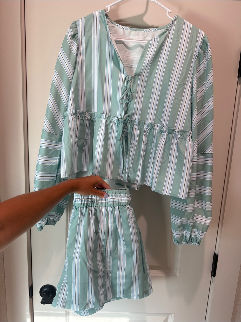 Women’s Mint Green Stripe Set - Two-Piece  Set